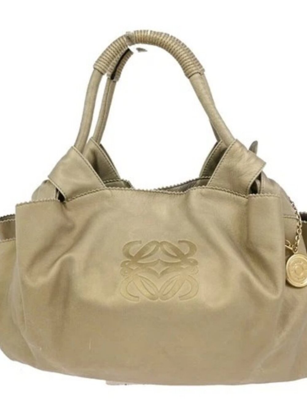 LOEWE Anagram Logo Nappa Aire Shoulder Hand Bag Leather Beige Spain 76CB116